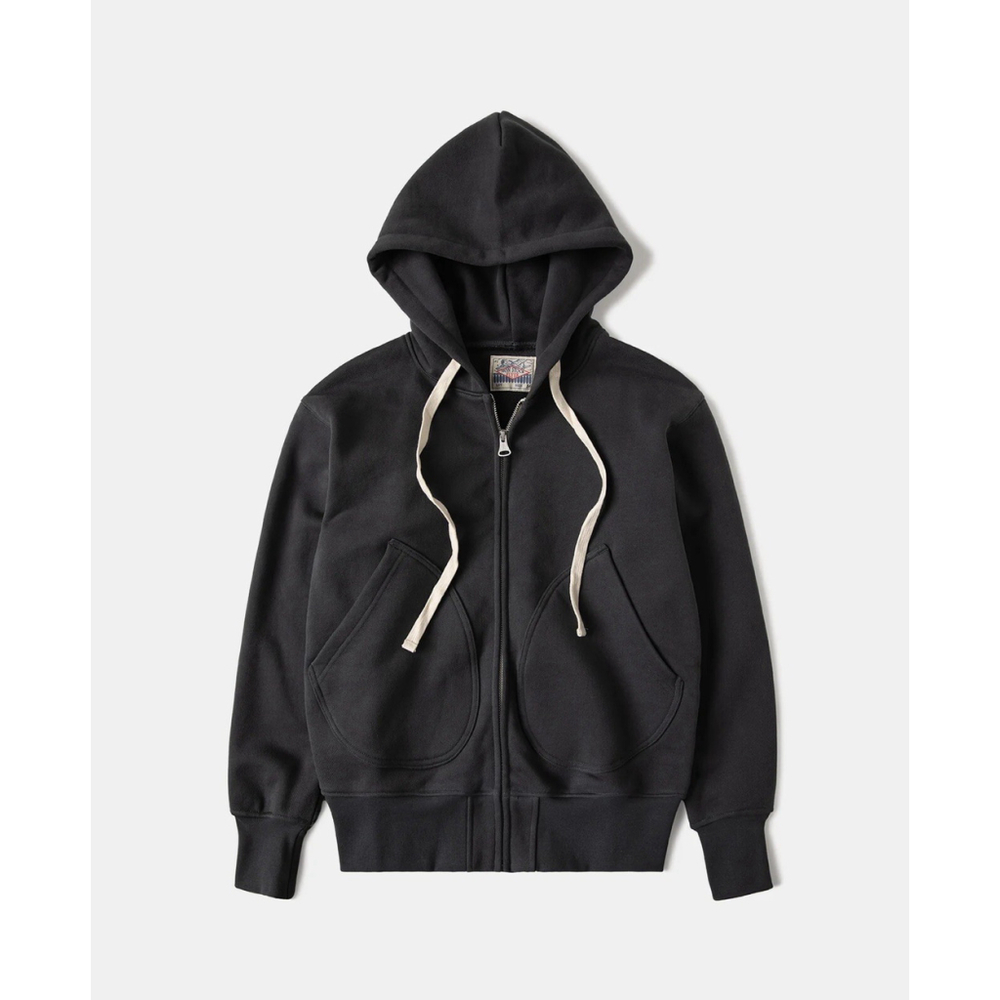17.5 oz Terry Cloth Zip-Up Hoodie - Vintage Black Non Stock SZ 40 🇺🇸SHIP
